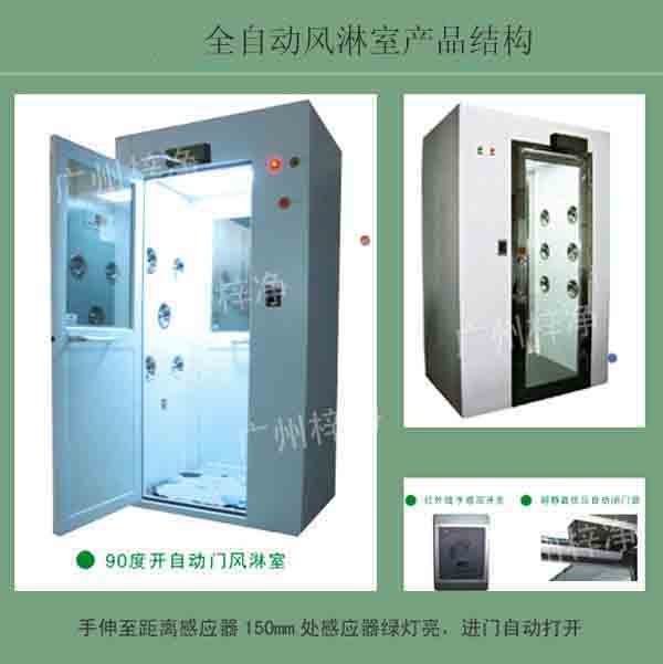 全自動(dòng)風(fēng)淋室又叫全自動(dòng)感應(yīng)吹淋器、全自動(dòng)感應(yīng)風(fēng)淋門、空氣吹淋室